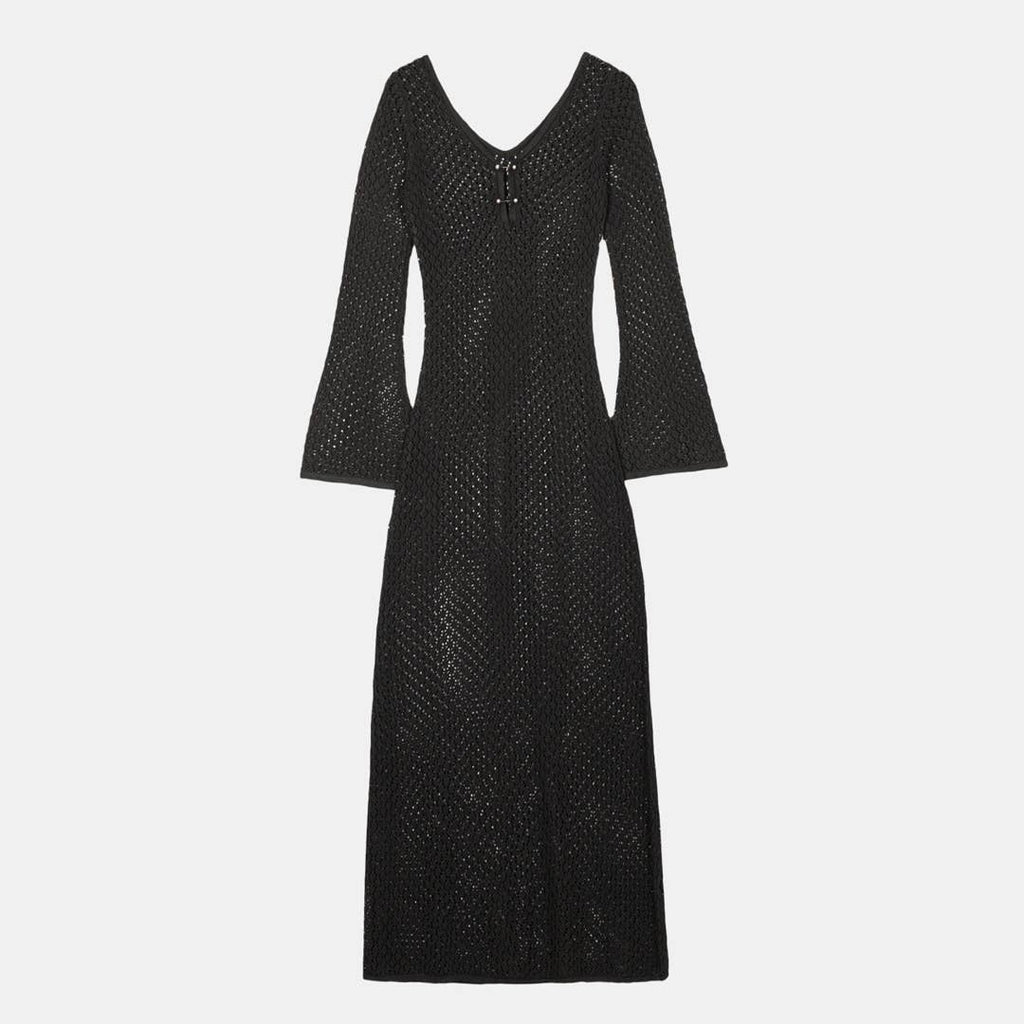 Vestido maxi de croché: Verde / S