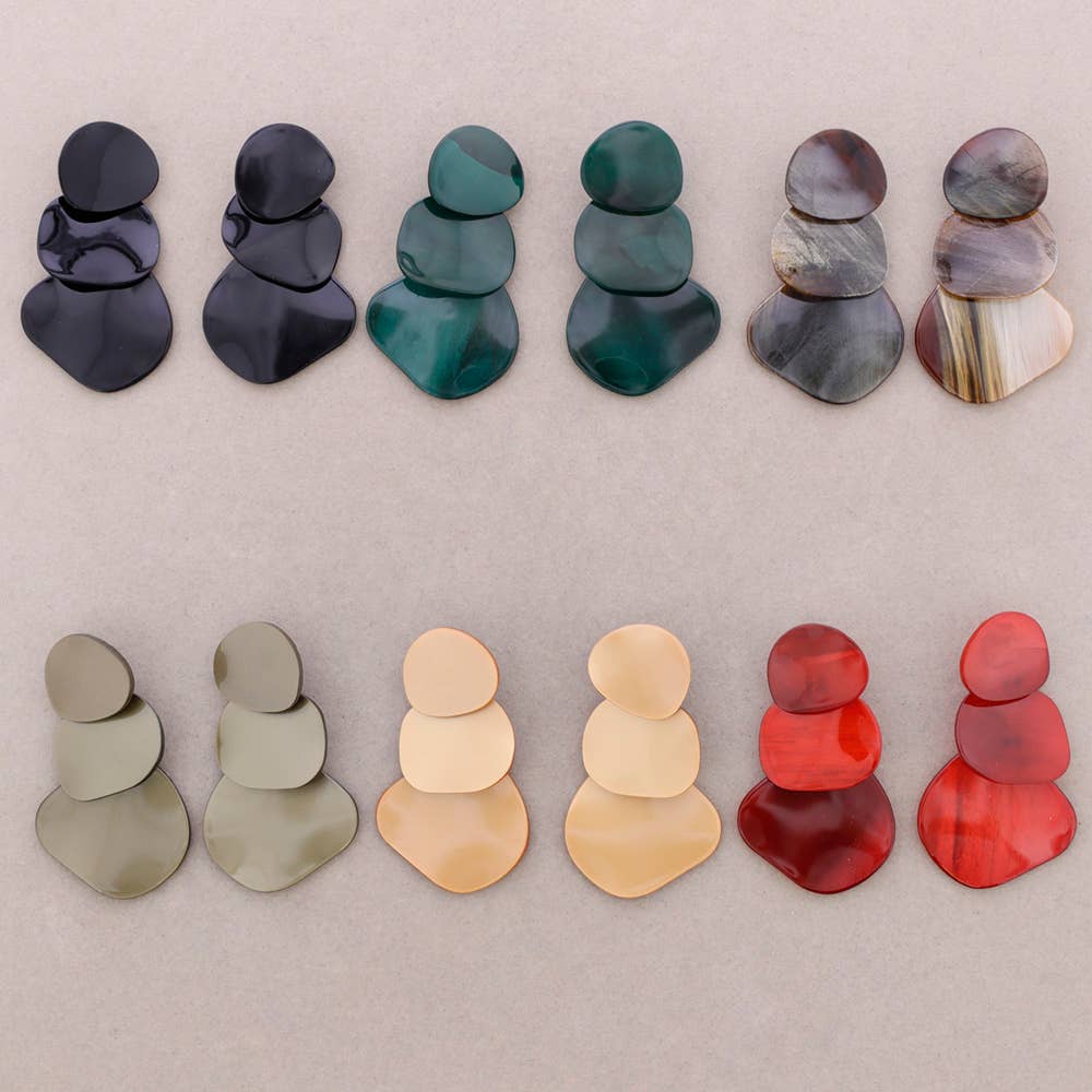 Pendientes Cuentas Resina: Negro