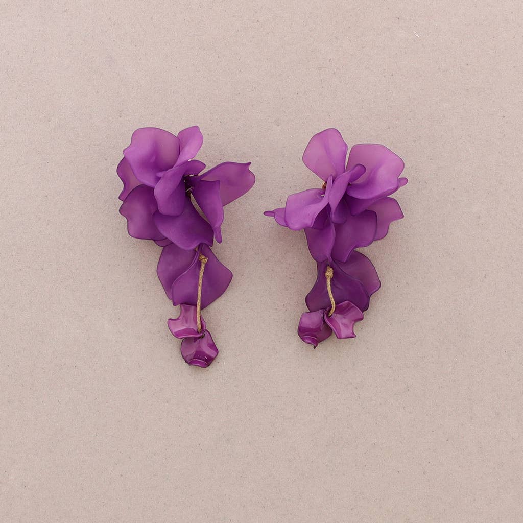 Pendientes Petalos Resina: Aguamarina