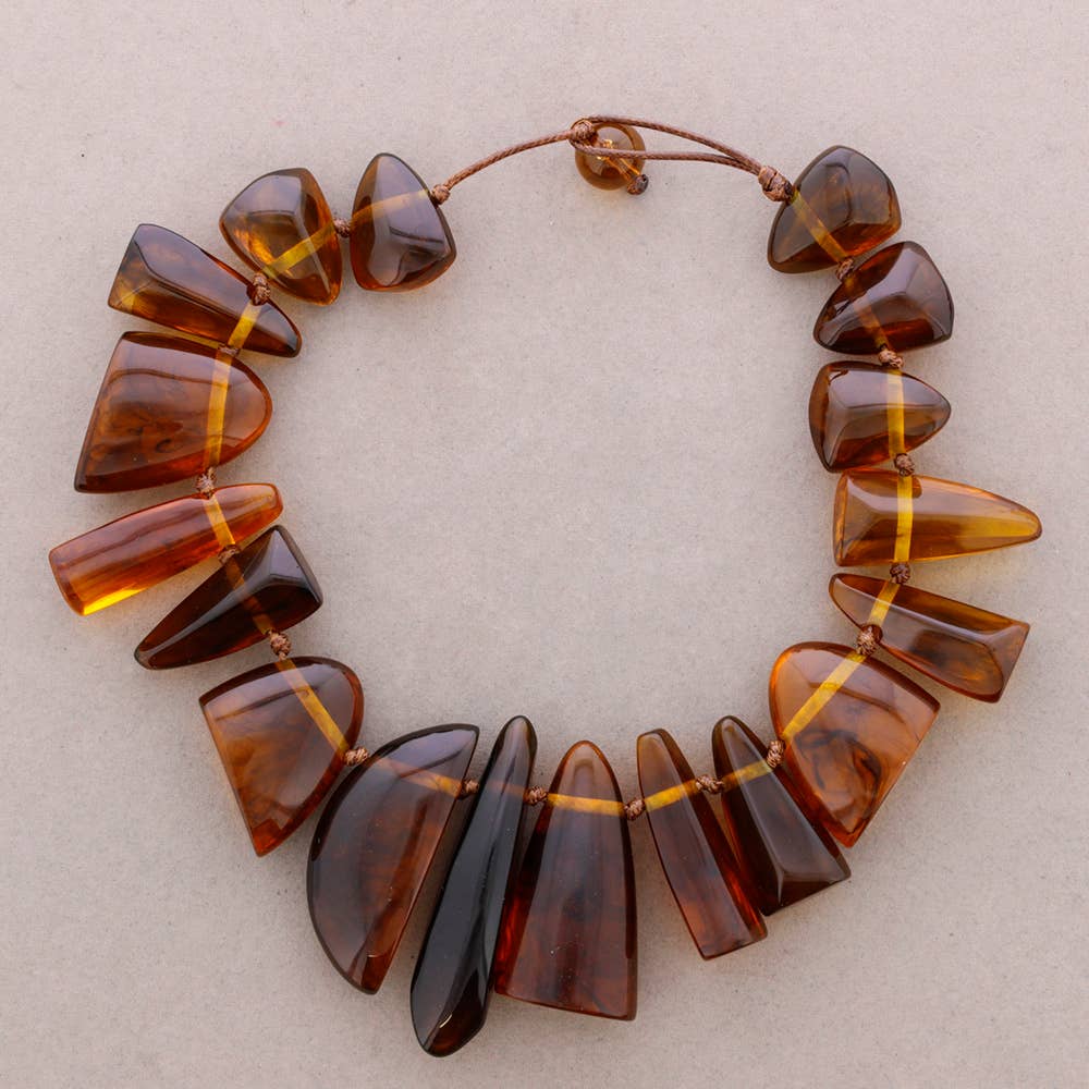 Gargantilla Cuentas Irregulares Resina (A): Ambar