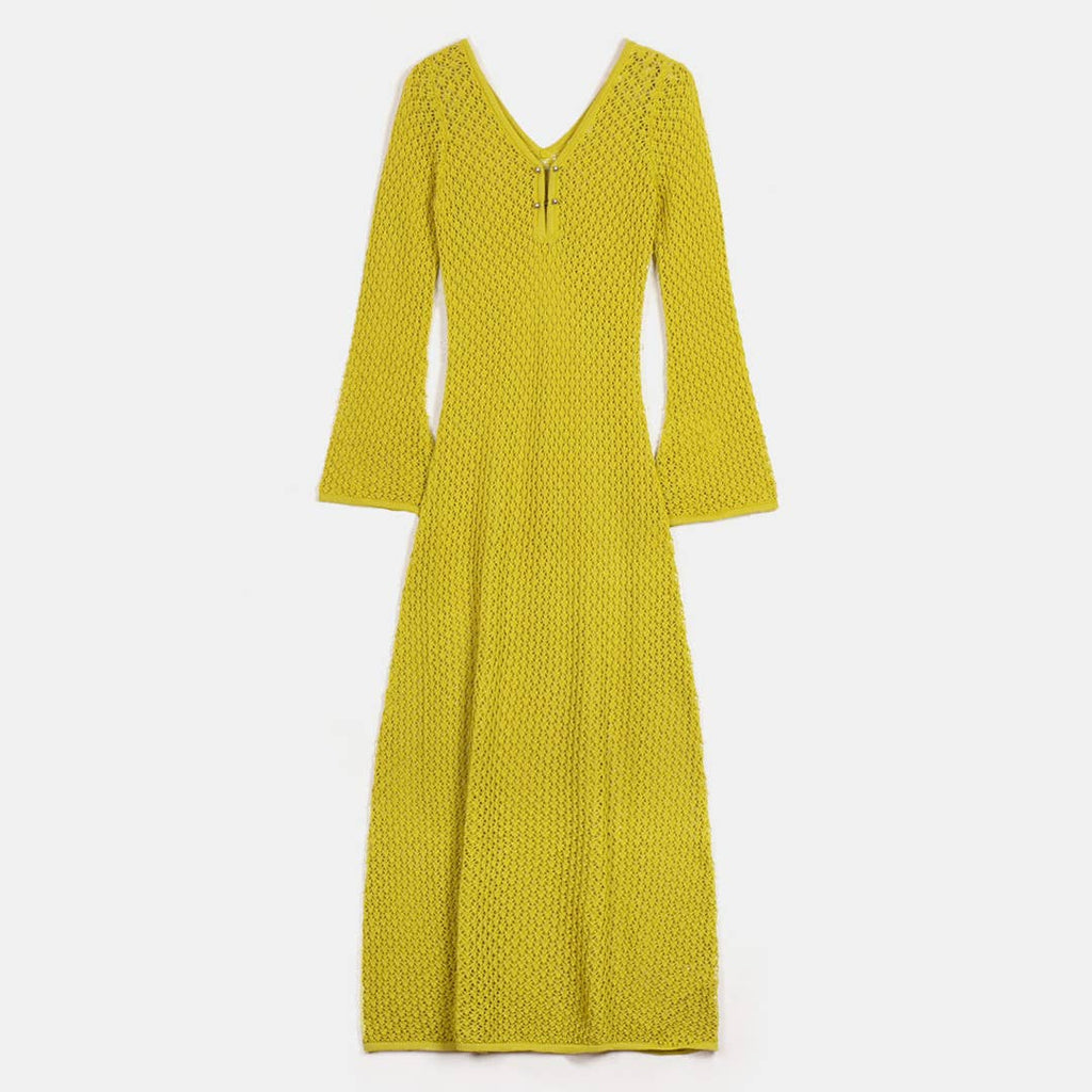 Vestido maxi de croché: Verde / S