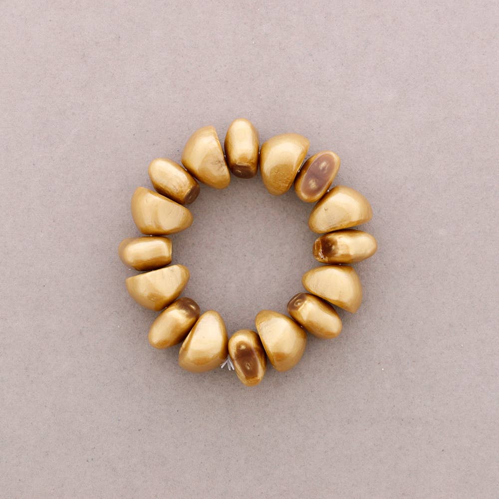 Pulsera Elastica Cuentas Irregulares Resina: Cuerno