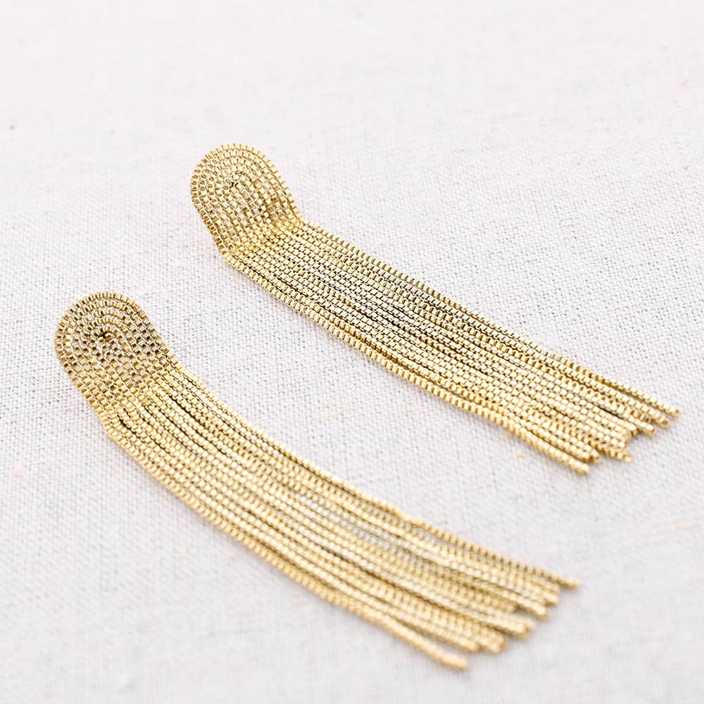 Pendientes Acero Flecos Cadenas 9cm: Plateado