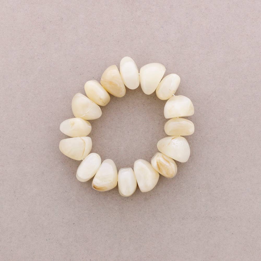 Pulsera Elastica Cuentas Irregulares Resina: Cuerno