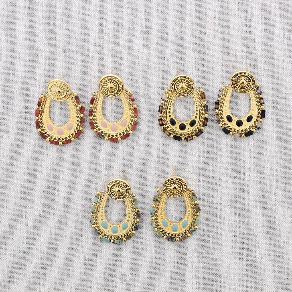 Pendientes Acero Cuentas Esmalte: Rosa