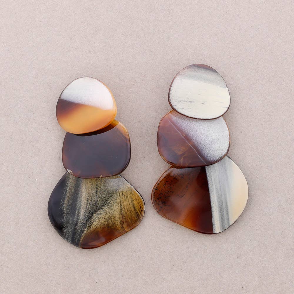 Pendientes Cuentas Resina: Dorado Naranja