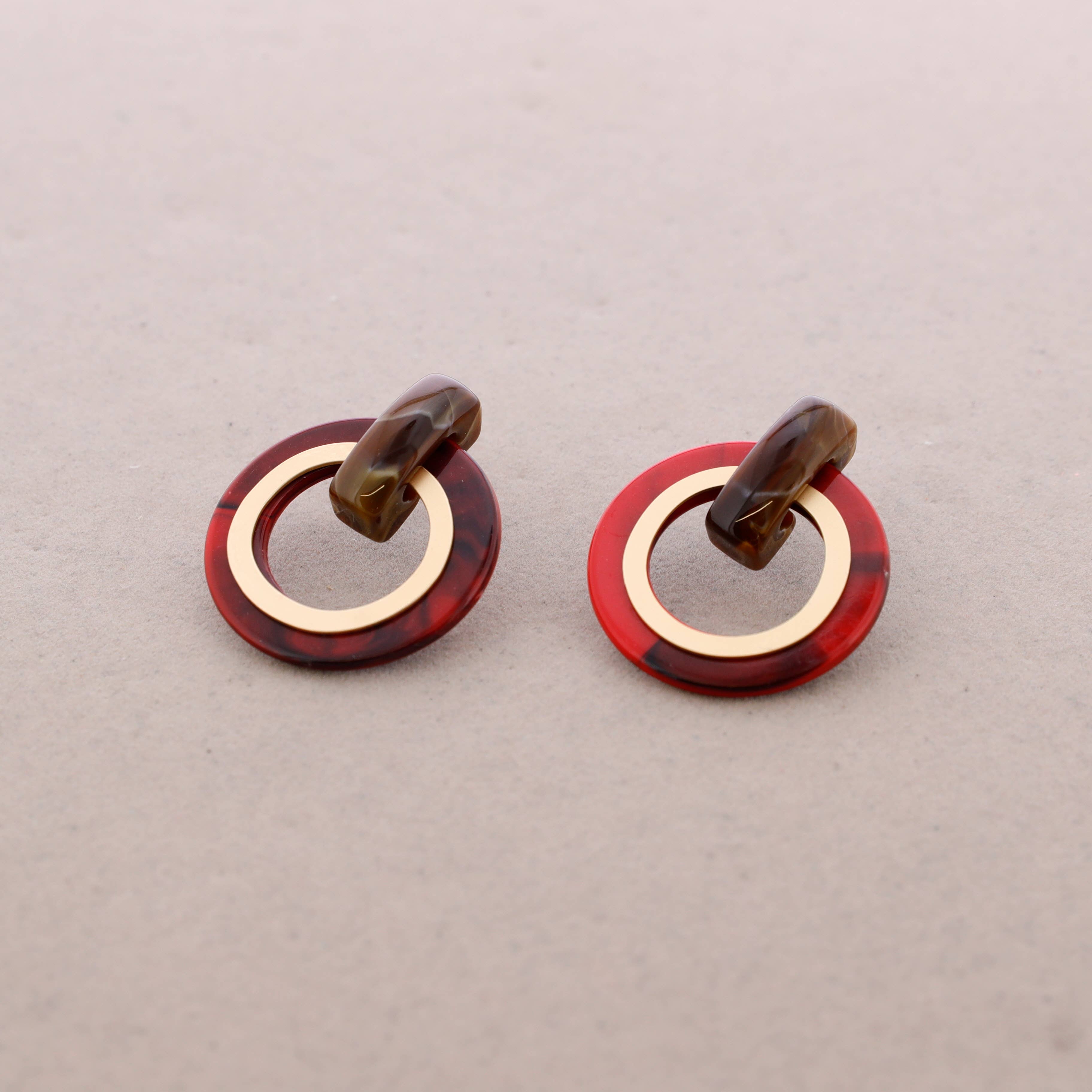 Pendientes Cuentas Resina Anilla Metal: Beige