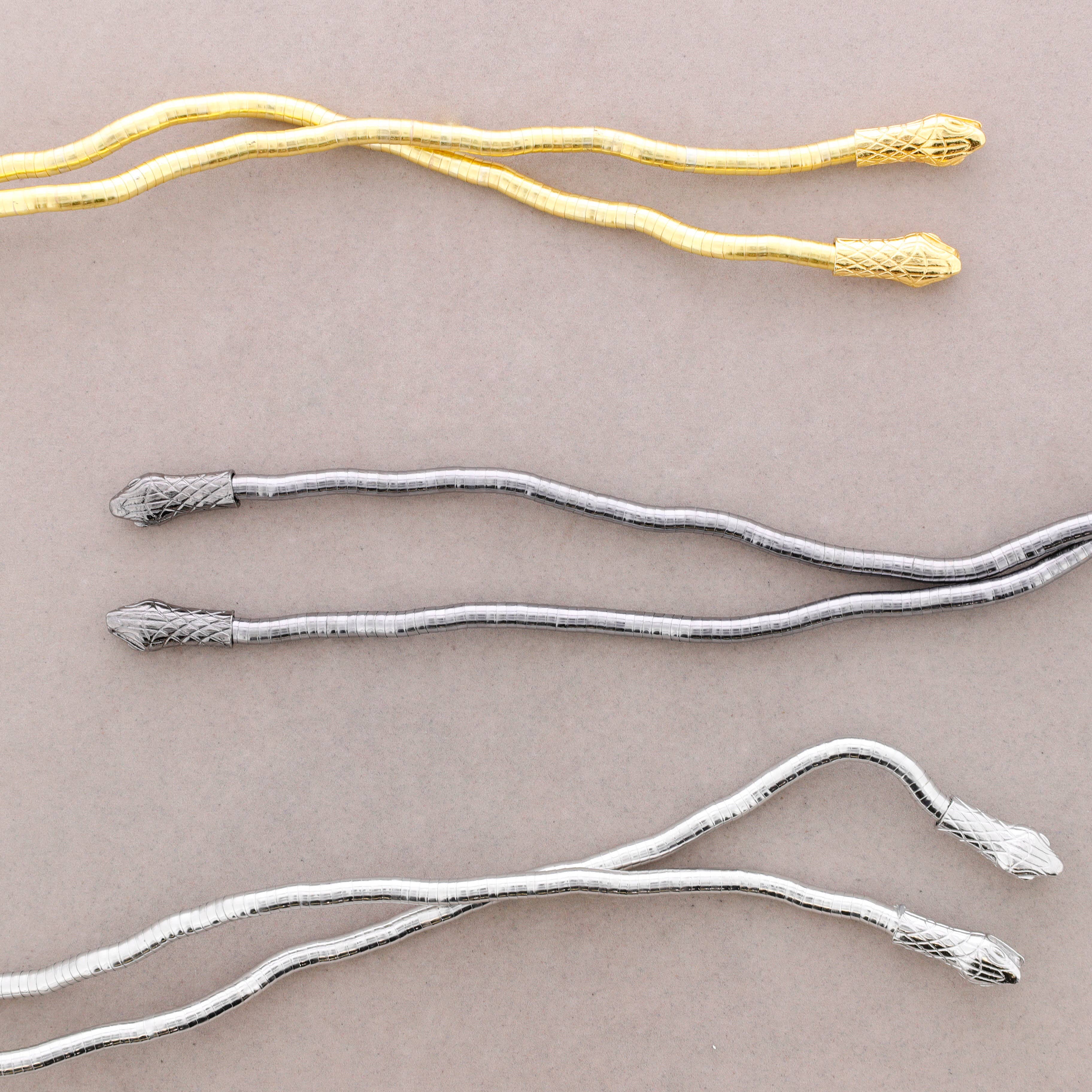 Collar Abierto Flexible Serpiente Metal: Dorado