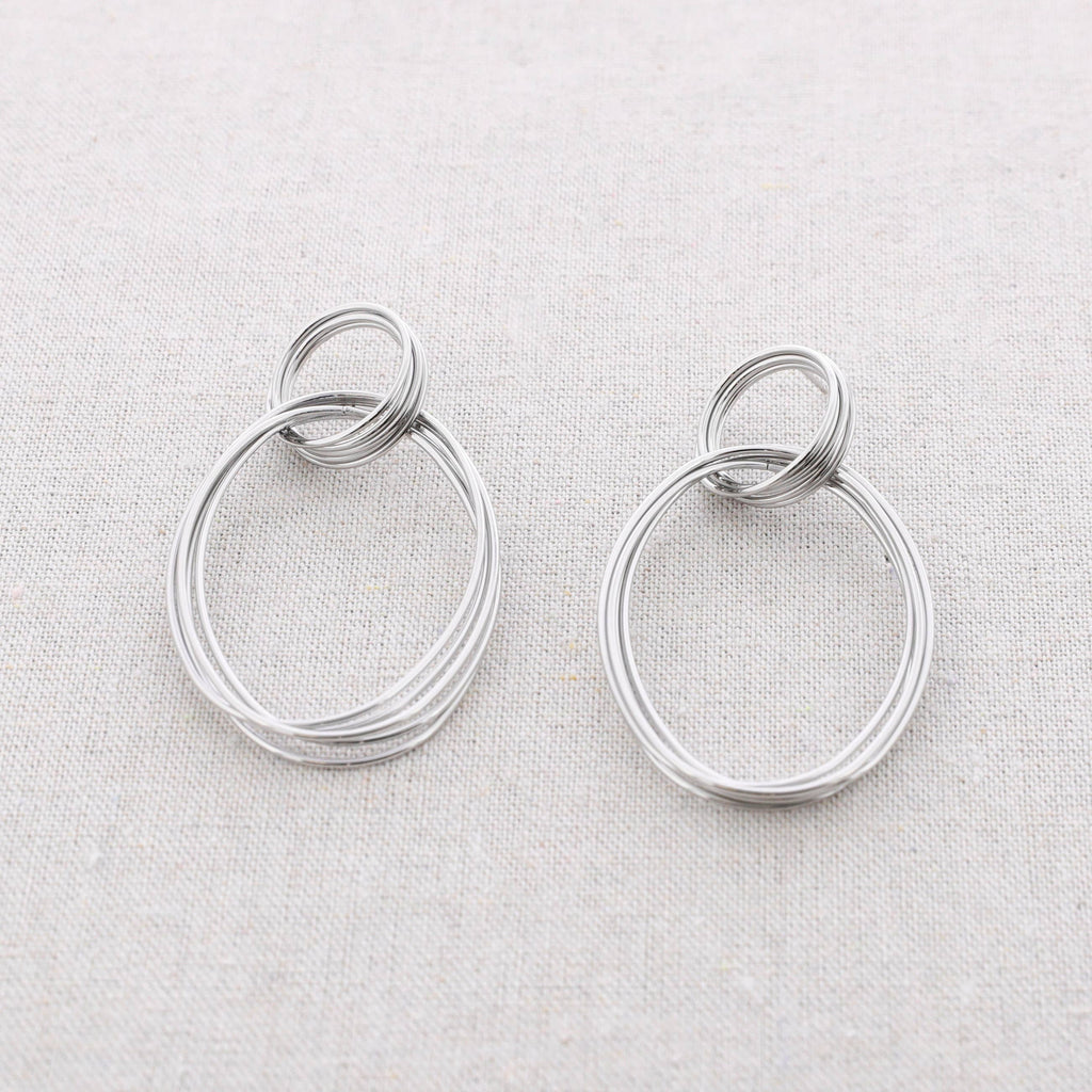 Pendientes Acero Doble Aro Alambres: Dorado