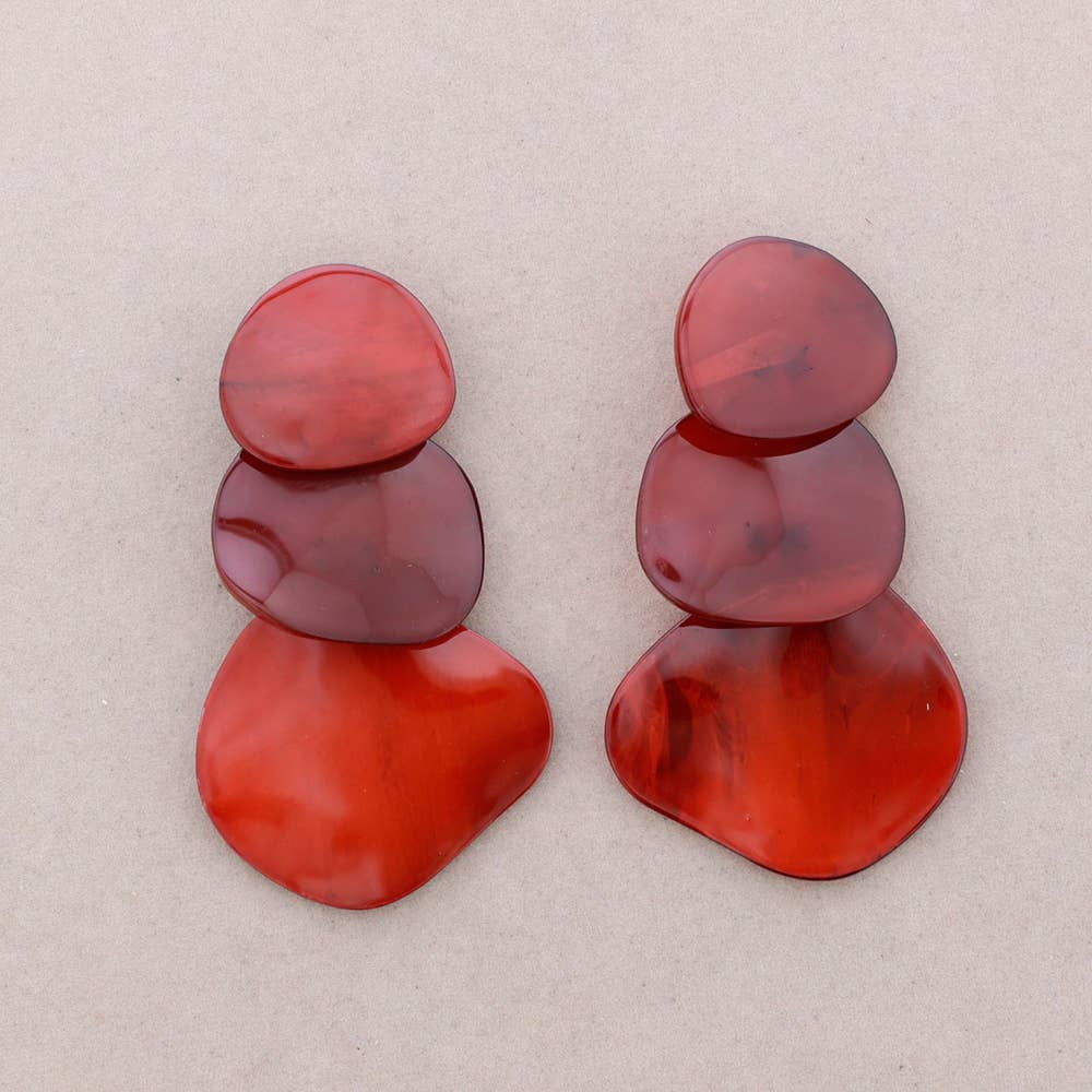 Pendientes Cuentas Resina: Dorado Naranja