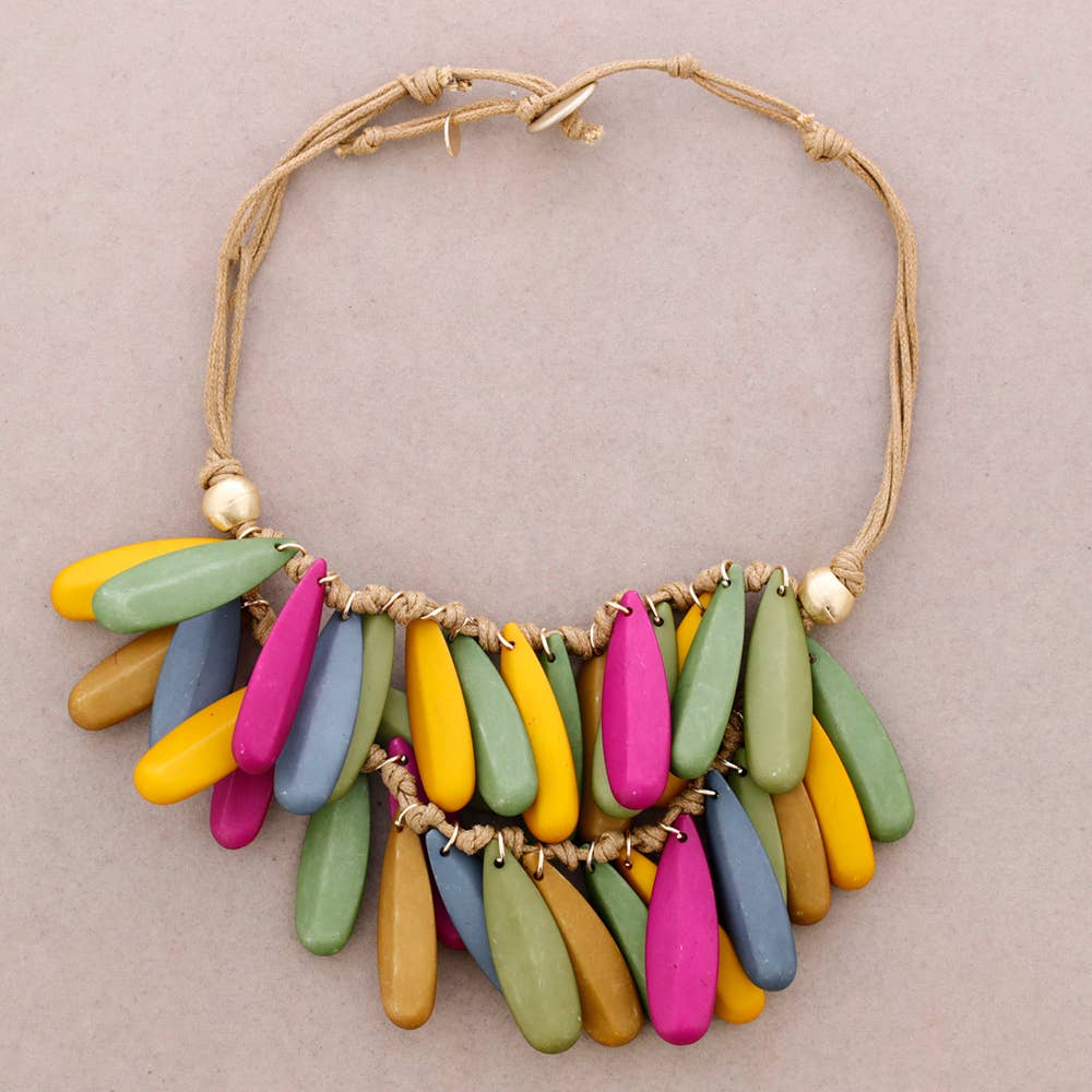 Gargantilla Doble Cuentas Resina: Beige