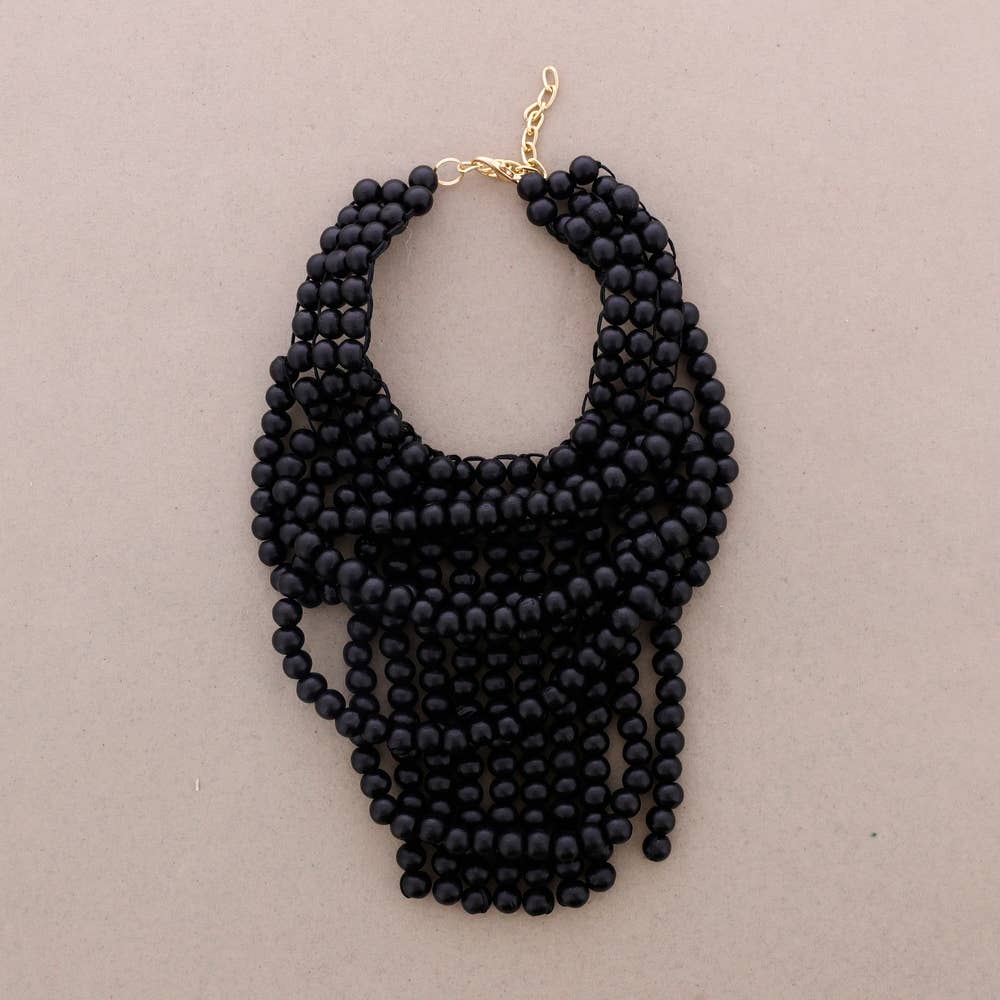 COLLAR BABERO CUENTAS MADERA: Dorado