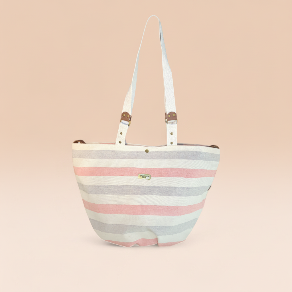 Brisa Tote - Bolso de Canvas para Playa con Base Estructurada y Interior Impermeable