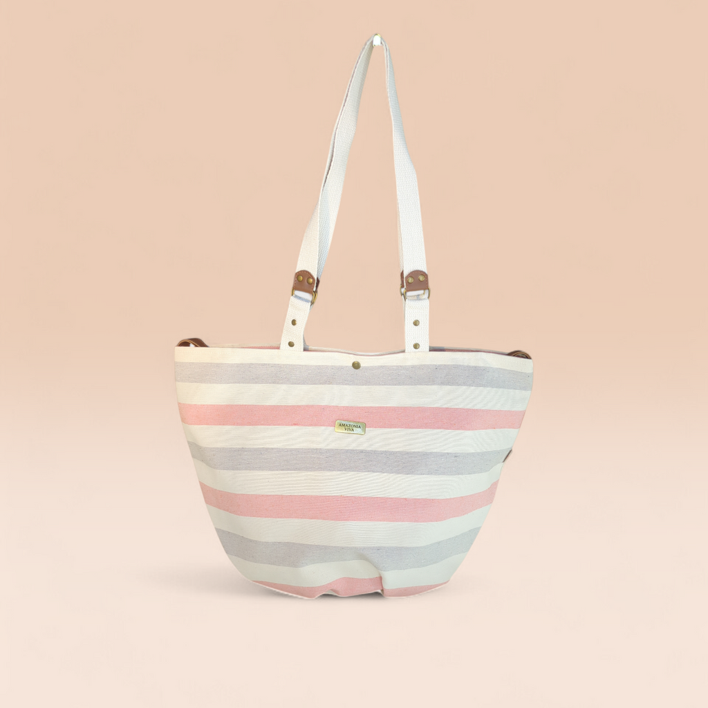 Brisa Tote - Bolso de Canvas para Playa con Base Estructurada y Interior Impermeable