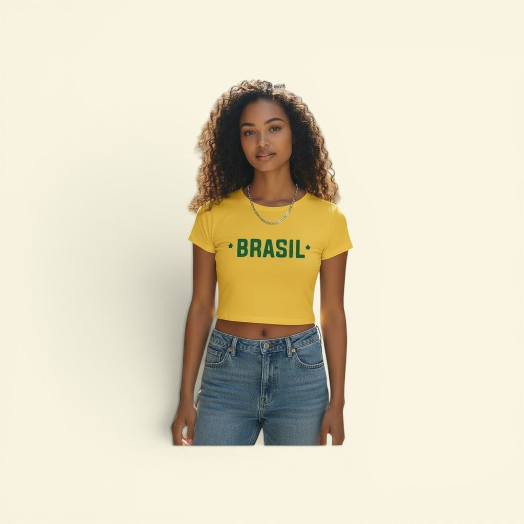 Camiseta tipo cropped Brasil