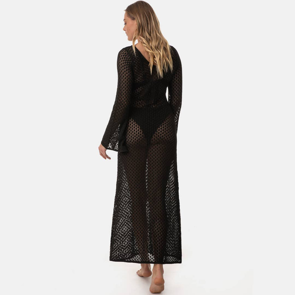 Vestido maxi de croché: Verde / M