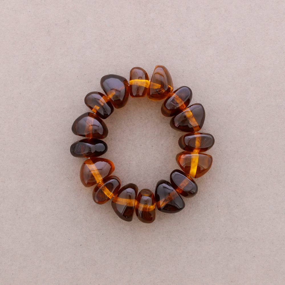 Pulsera Elastica Cuentas Irregulares Resina: Leopardo