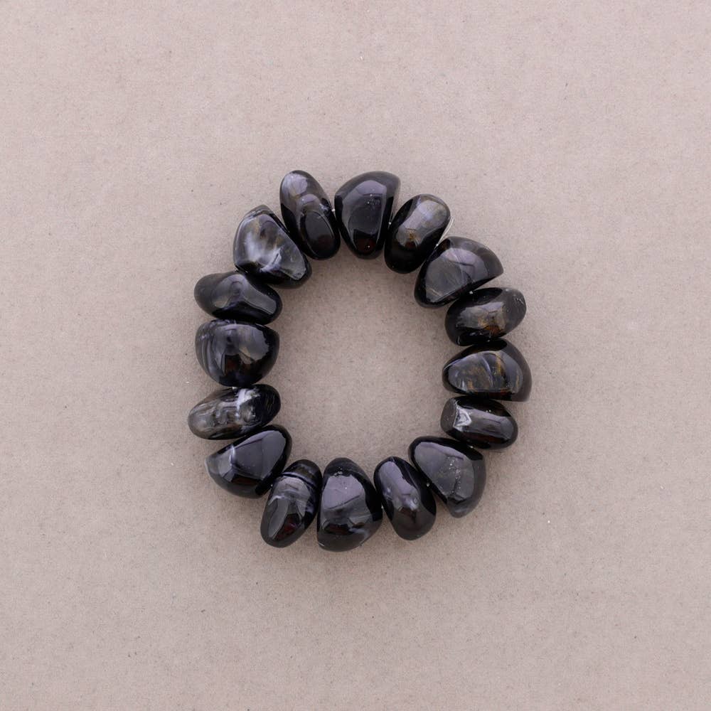 Pulsera Elastica Cuentas Irregulares Resina: Leopardo