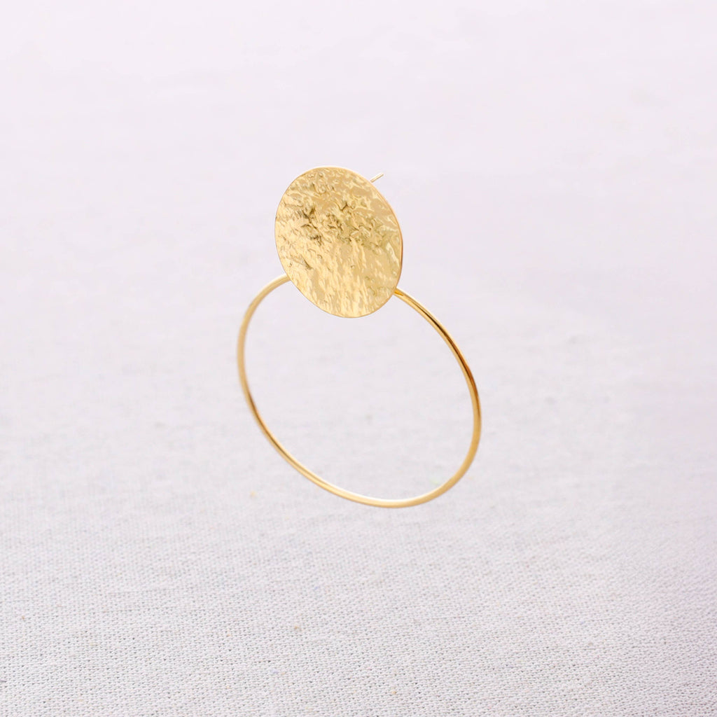 Pendientes Acero Medalla Colgante Aro: Dorado