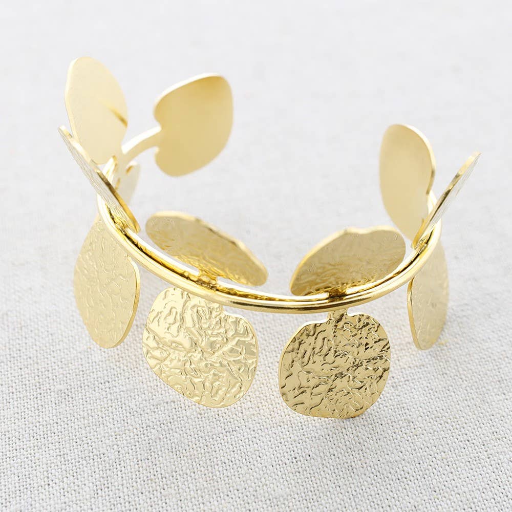 Pulsera Acero Hojitas Ajustable: Dorado