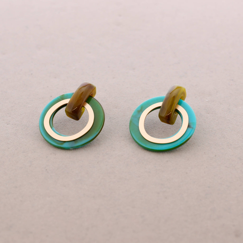 Pendientes Cuentas Resina Anilla Metal: Beige