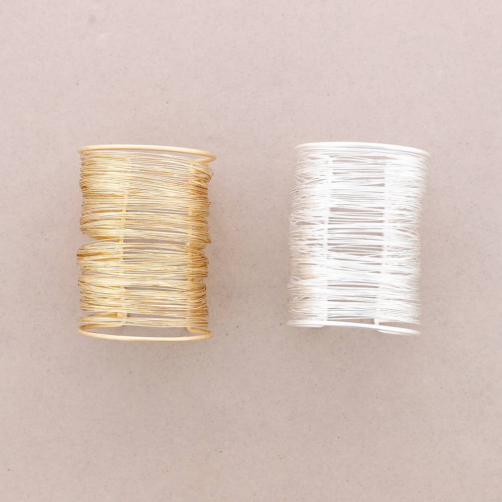 Pulsera Metal Alambres 8.5Cm Ajustable: Dorado