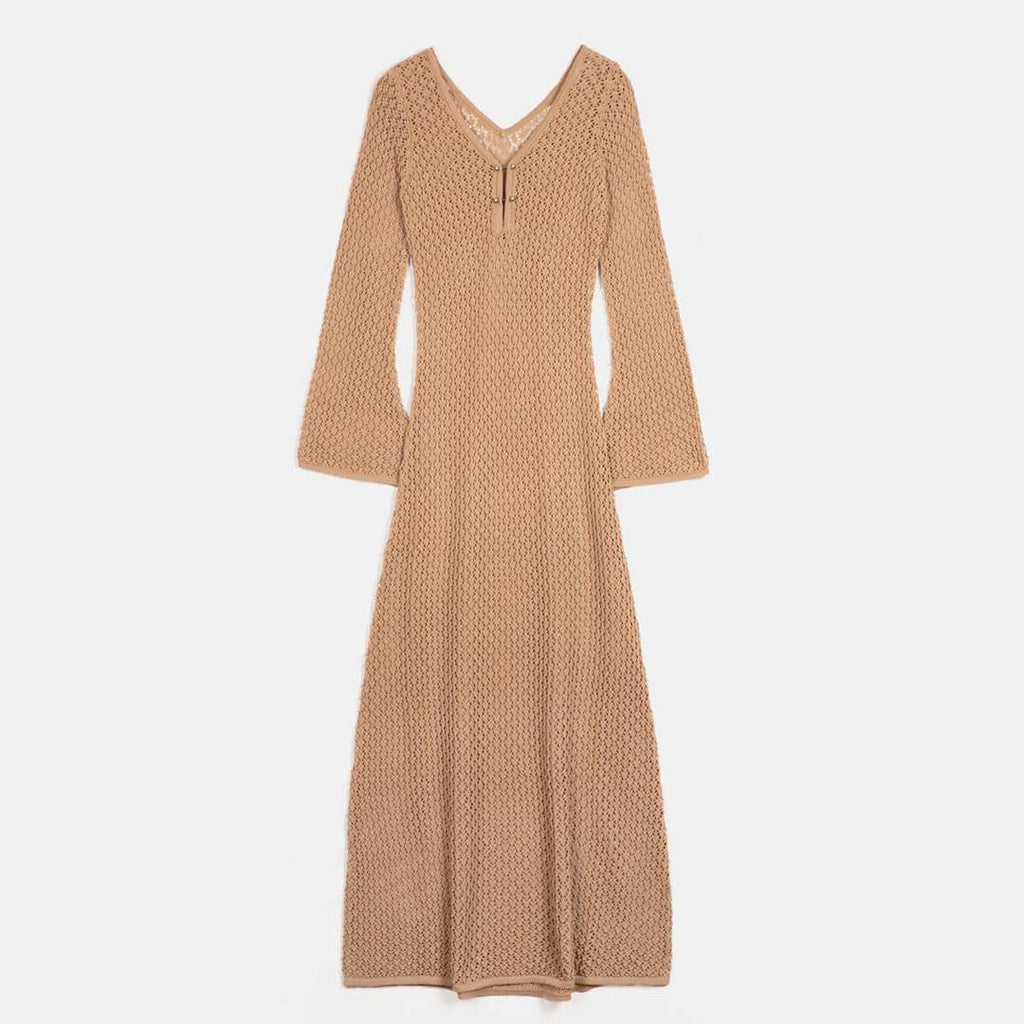 Vestido maxi de croché: Verde / M