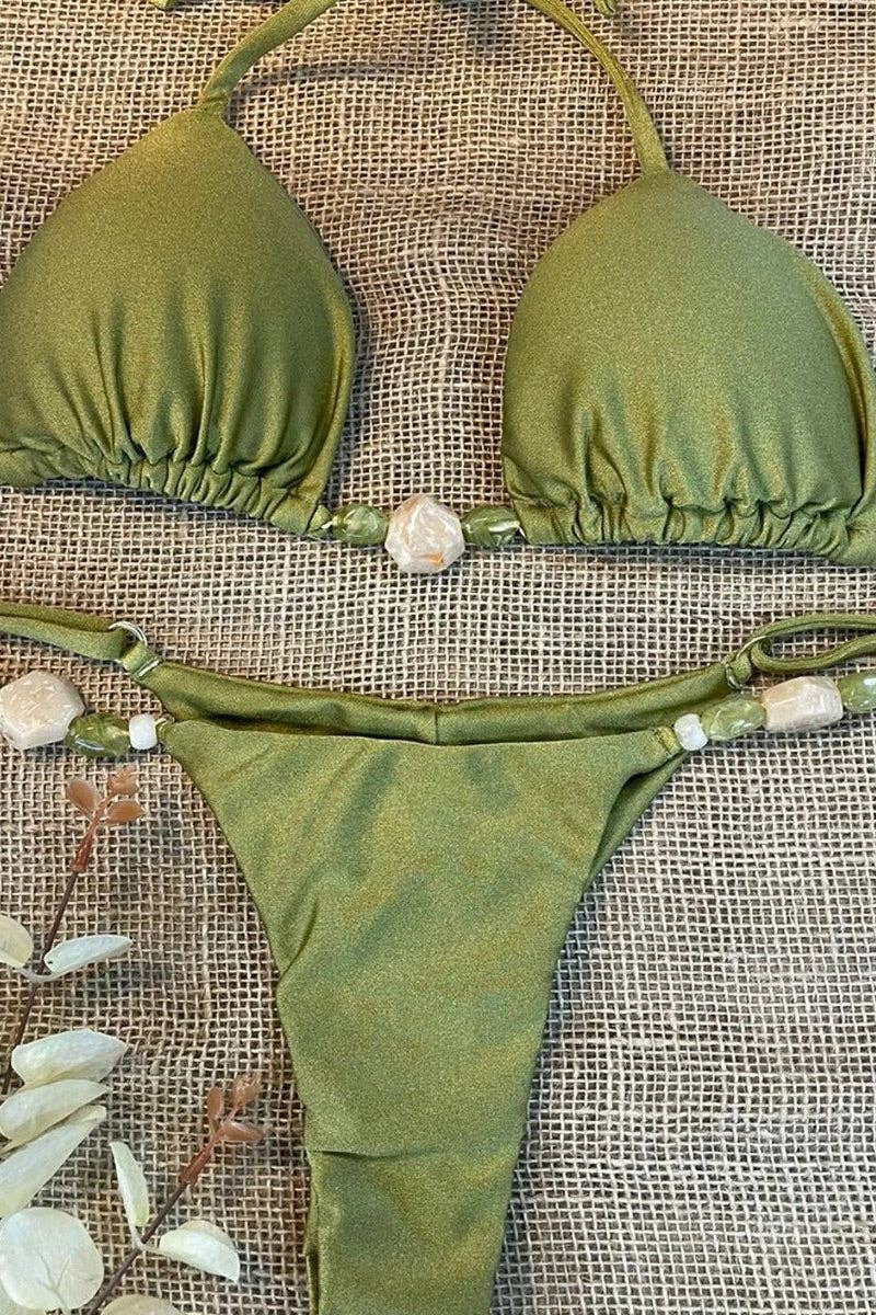 Conjunto de Bikini Chic con Detalles Elegantes: BROWN / L