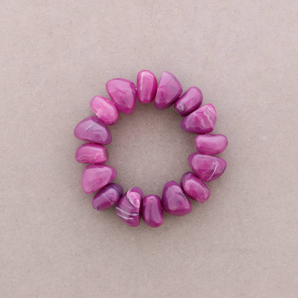 Pulsera Elastica Cuentas Irregulares Resina: Leopardo