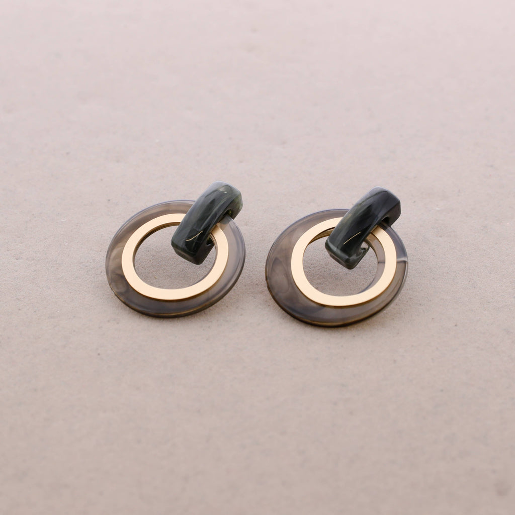 Pendientes Cuentas Resina Anilla Metal: Beige